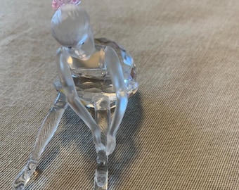 Vintage Swarovski Frosted and Clear Crystal Young Ballerina