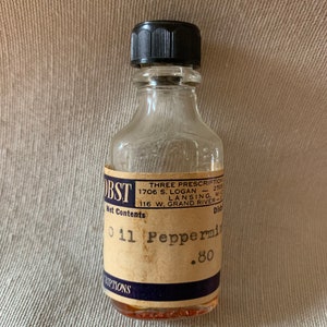 Vintage Peppermint Oil glass bottle
