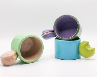 Handmade Espresso Cup with Macaron Handle