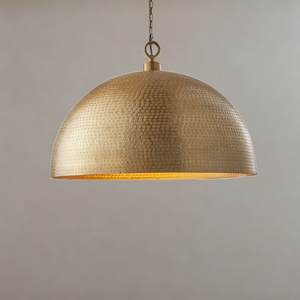 Set of 2 Gold Dome Pendant Light Brass Kitchen Dome Light Etsy