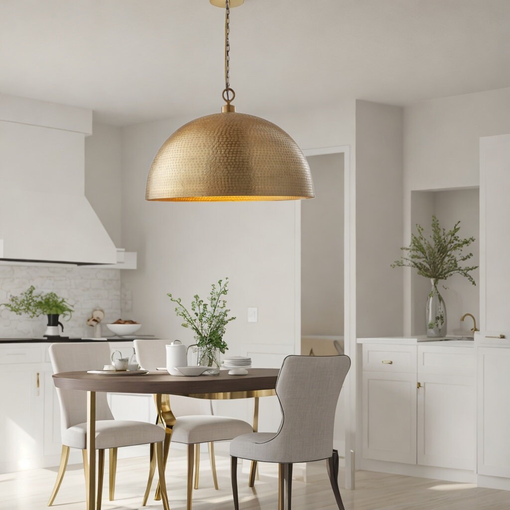 Set of 2 Gold Dome Pendant Light Brass Kitchen Dome Light Etsy