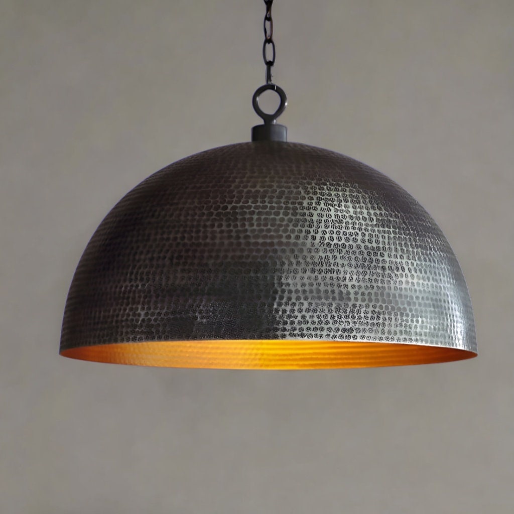 Black Hammered Brass Dome Pendant Light Brass Kitchen Dome Etsy