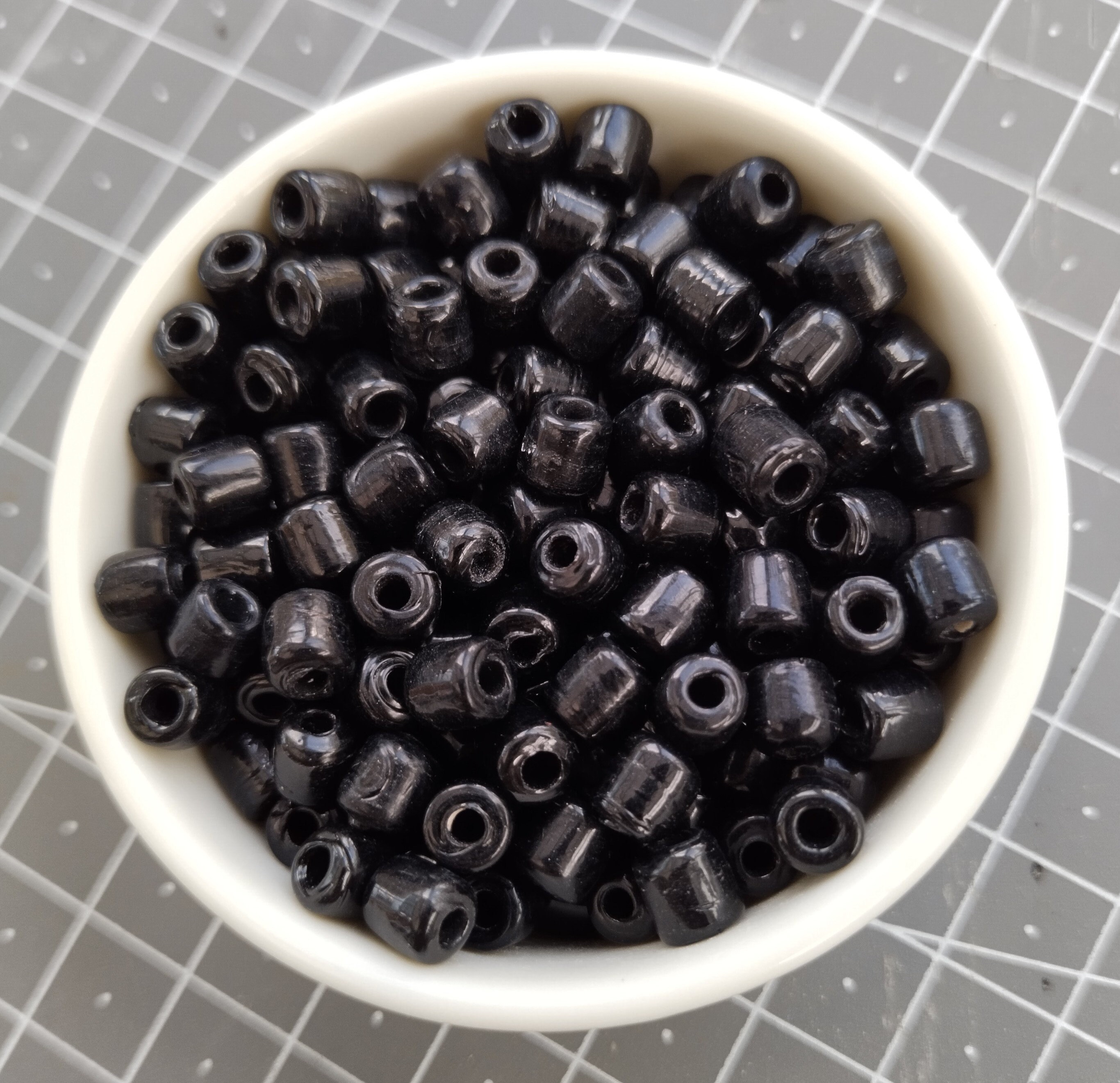 9mm Jet Black Pony Beads Czech Glass Roller Beads 3mm Hole Round Spacer  Beads, 20pc 3592 
