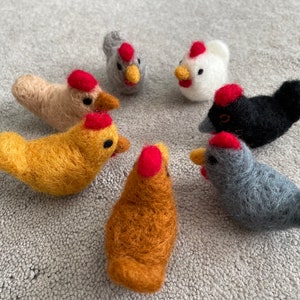 Tiny chicken felted wool art, country farmhouse decor, collectable, embellishments for wreaths and crafts or a good worry anxiety buddy