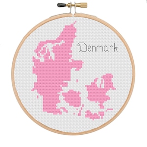Modèle de point de croix Danemark Carte de modèle de point de croix Modèle de point de croix pour cerceau de 6 pouces Téléchargement instantané PDF Téléchargement numérique
