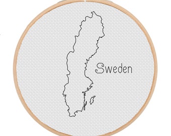 Cross stitch pattern map Cross stitch pattern Sweden Counted cross stitch patterns DIY chart Instant download PDF Digital download