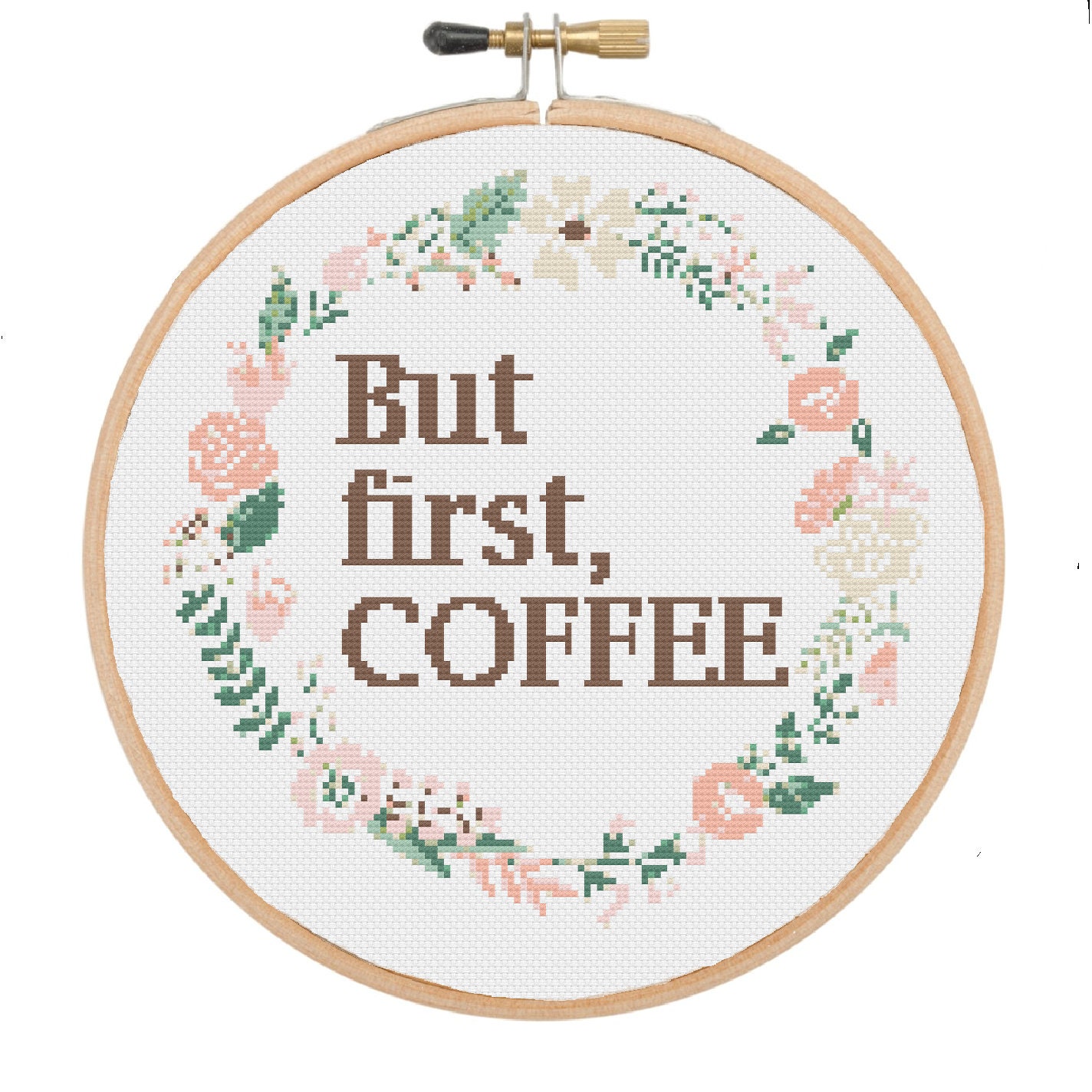 Cross stitch pattern but first coffee Cross stitch pattern modern Counted cross stitch patterns DIY Instant download PDF