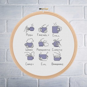 Cross stitch pattern fun Cross stitch pattern coffee Cross stitch pattern tea Cross stitch pattern funny DIY chart Instant download PDF