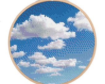 Clouds Cross Stitch Pattern: Nature Landscape (PDF Pattern)