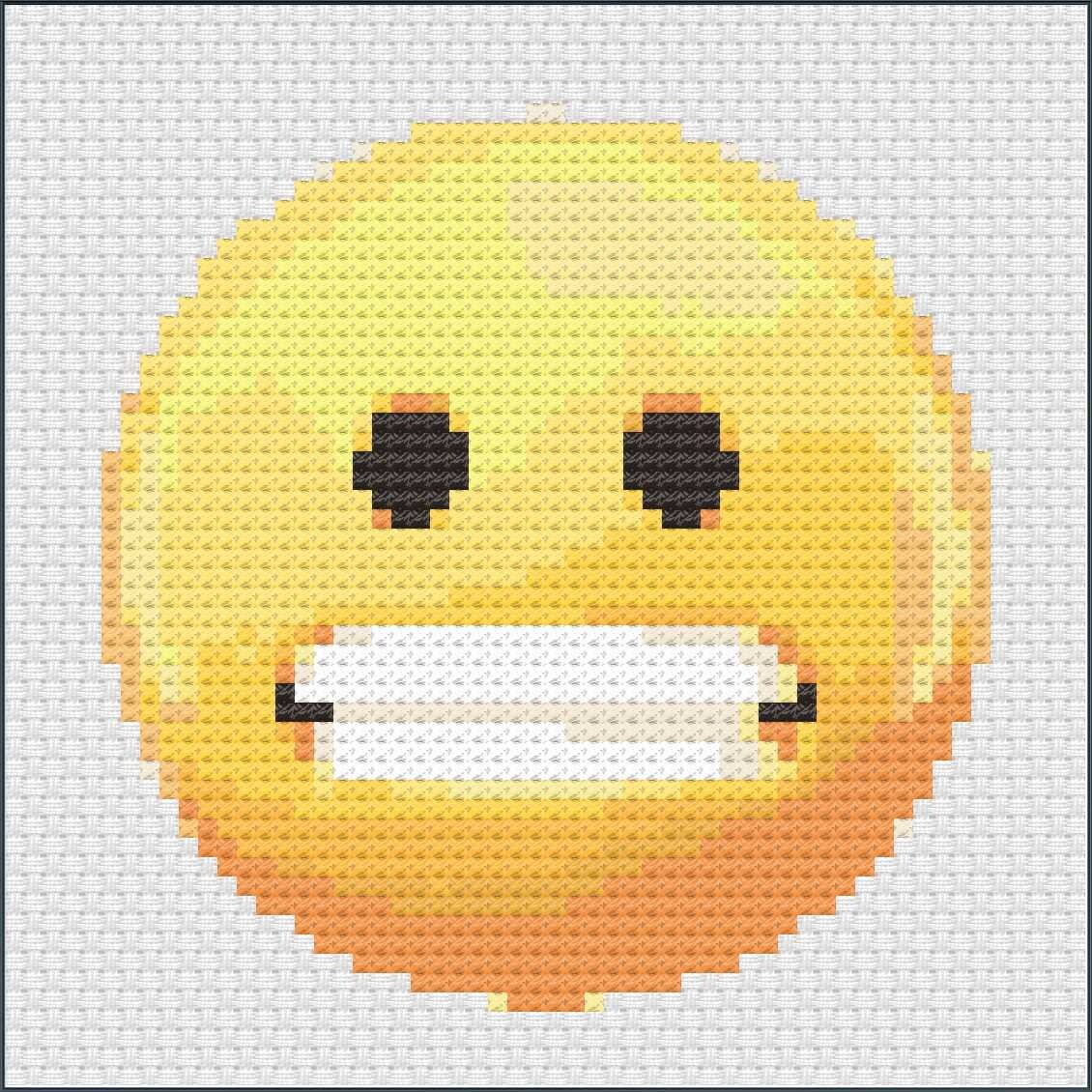 Cross Stitch Pattern Emoji Tense Emoji Counted Cross Stitch Chart ...