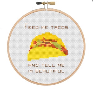 Taco Cross Stitch Pattern: Funny Modern Design (PDF Pattern)