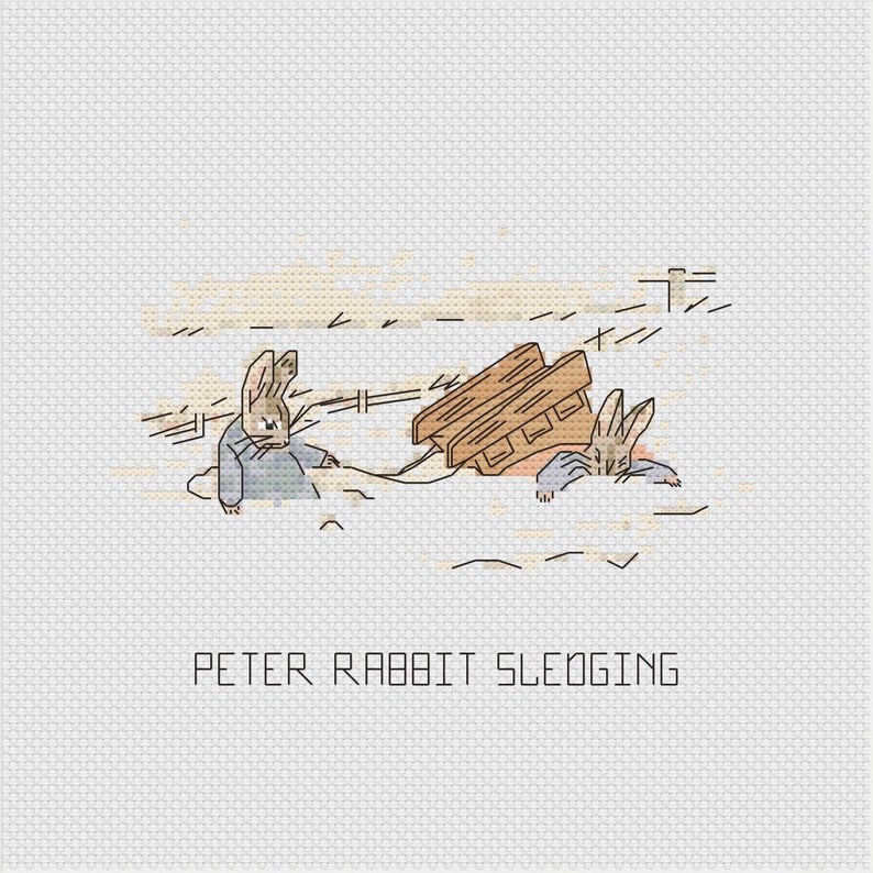Peter Rabbit Sledging Cross Stitch Pattern - Beatrix Potter (PDF ...