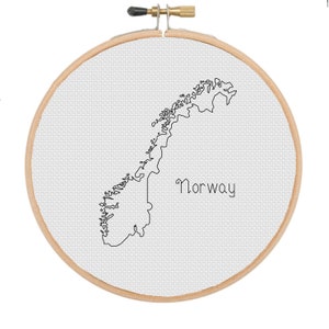 Kruissteekpatroon - kaart van Noorwegen - Instant download PDF