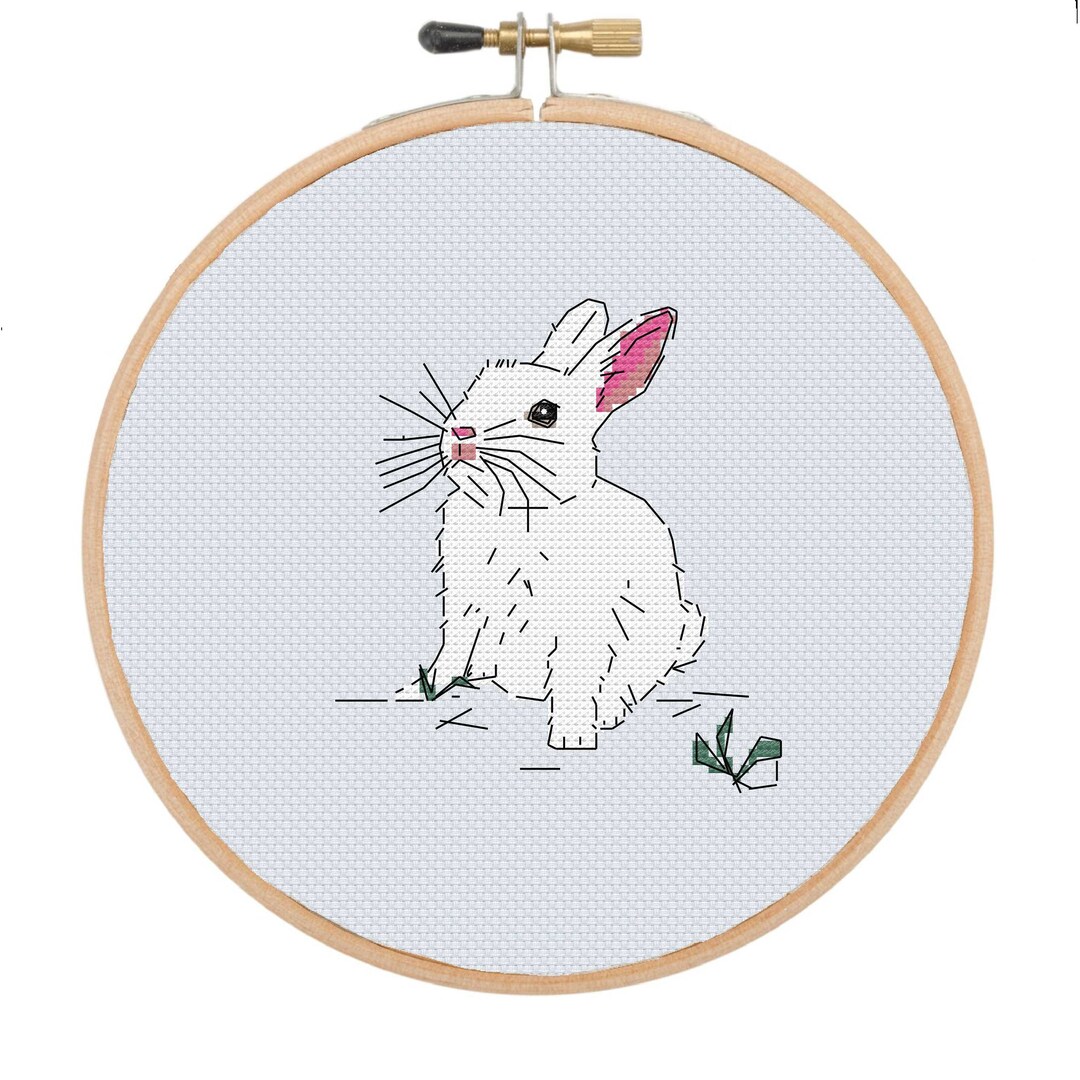 Bunny Cross Stitch Pattern, Modern DIY Embroidery (PDF Download) - Etsy