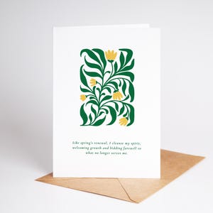 Tarjeta de felicitación imprimible con mensaje inspirador, minimalista, floral, inspirada en Matisse / Descarga digital instantánea / Tarjeta plegada de 5 x 7