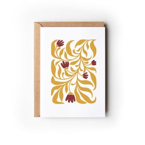Tarjeta de felicitación para cualquier ocasión, tarjeta de felicitación floral botánica imprimible, tarjeta de invitación con diseño inspirado en Matisse
