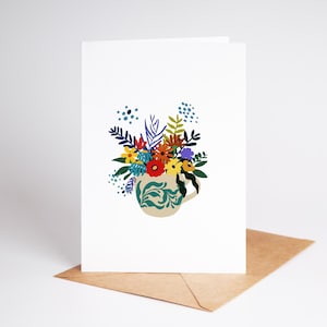 Biglietto d'auguri ispirato a Matisse con motivo floreale Boho stampabile / Biglietto d'auguri per tutte le occasioni / Download digitale istantaneo / Biglietto piegato 5x7