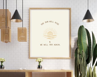 Kunstafdruk zonsopgang | Bohozonprint| Digitale afdruk | Boho rijzende zon kunstafdruk | Bevestiging kunst aan de muur | Set van 3 | Boho muurkunst voor slaapkamer