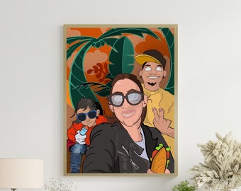 Retrato personalizado, retrato de familia, retrato de parejas, retrato digital, caricatura personalizada