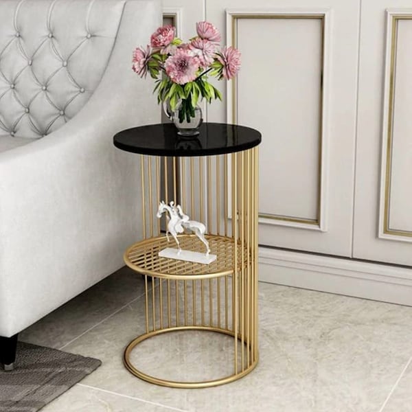 Black Gold Bedside Table - Etsy
