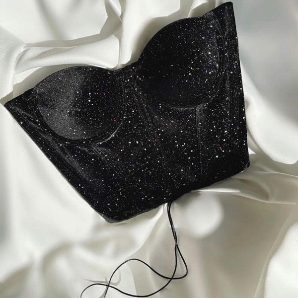 Concert rhinestone corset top - Black main image 0