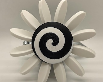 Hitch Spinner - Spinning Black & White Spiral Daisy - For 2 Inch Hitch