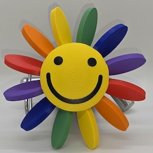 Hitch Spinner - Spinning Rainbow Smiley Flower - For 2 inch Hitch