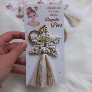 Portachiavi personalizzato a forma di stella in macramè: bomboniera per addio al nubilato, battesimo