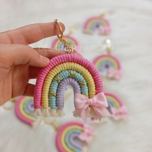Rainbow Macrame Keychain: Boho Baby Shower Favors