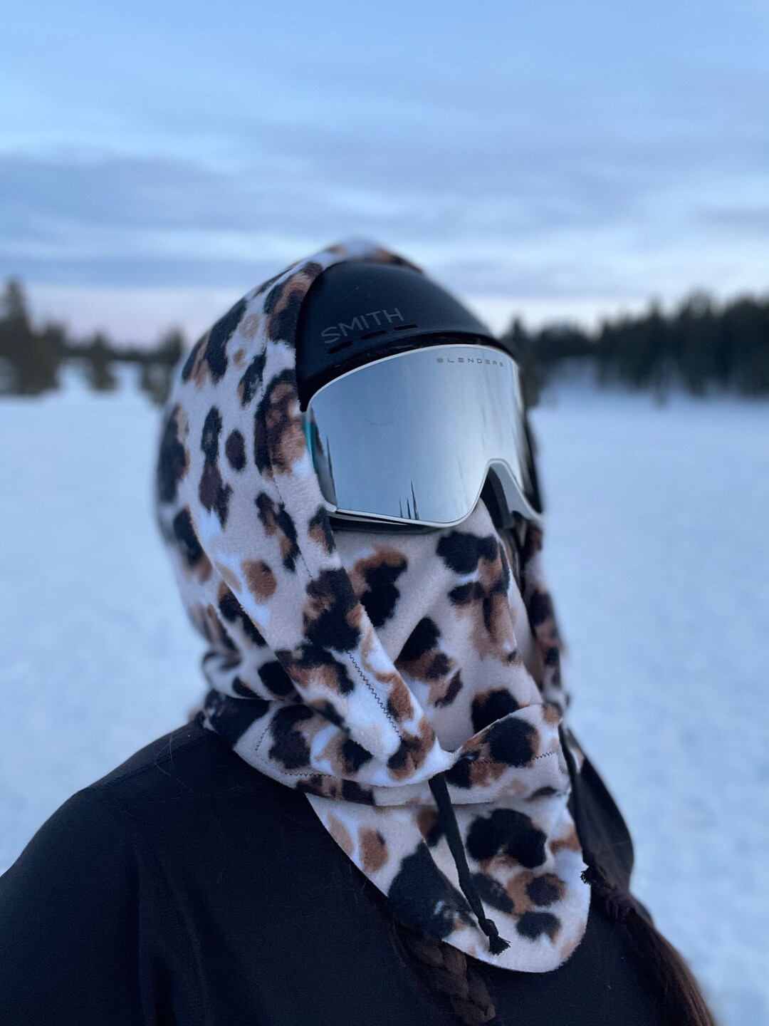 Big Spots Ski Hood Fits Over the Helmet, Fleece Hood, Balaclava