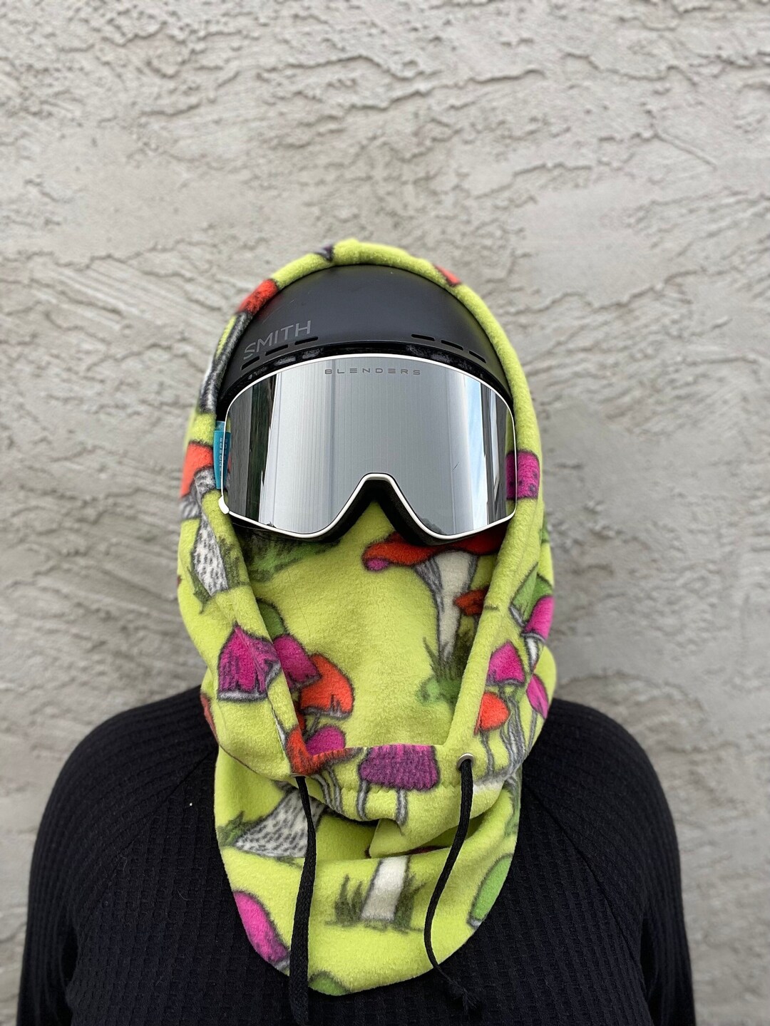 Funky Mushroom Ski Hood Fits Over the Helmet, Fleece Hood, Balaclava
