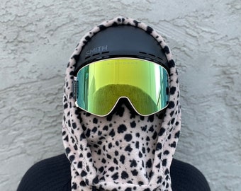 Black Spots Ski Hood - fits over the helmet, fleece hood, balaclava, snowboard hood, snood