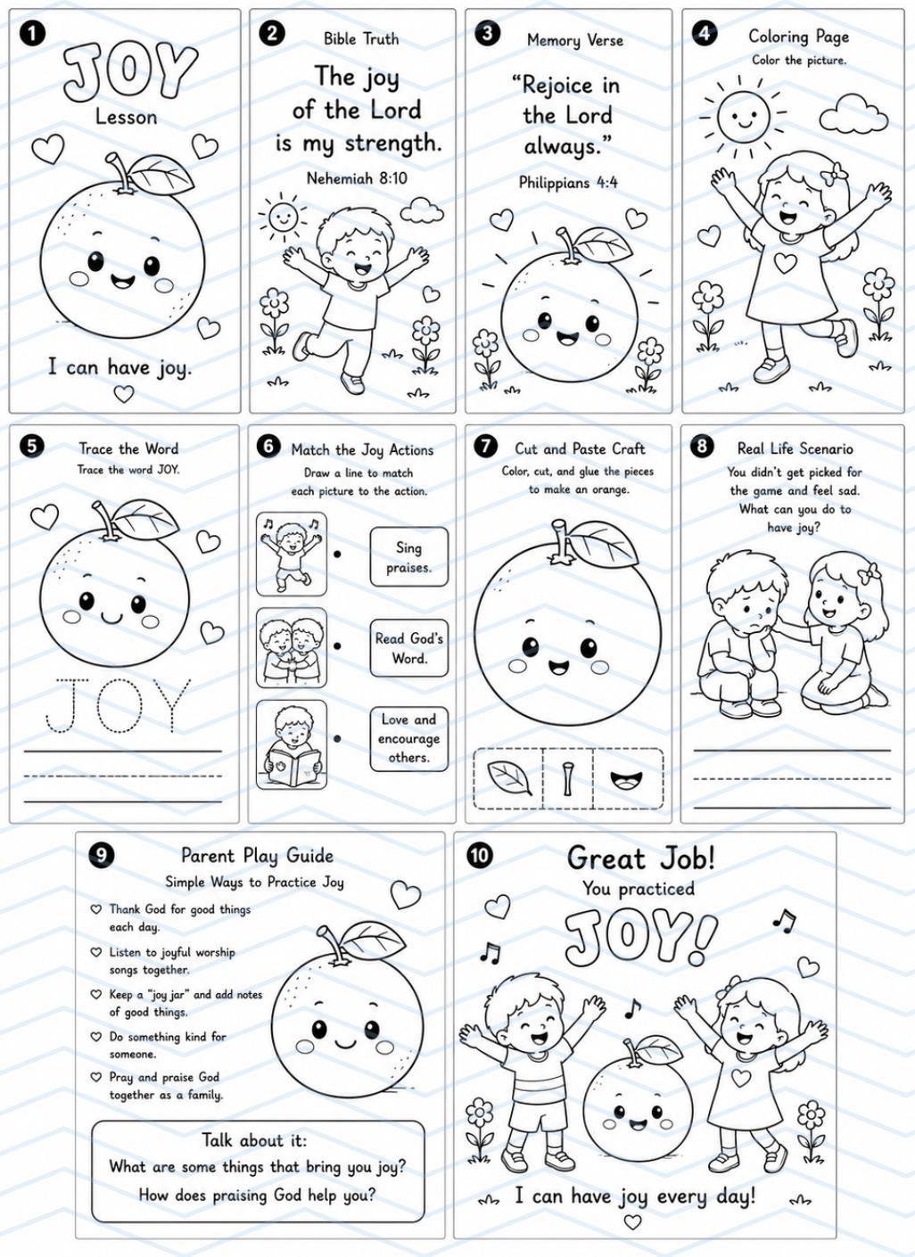 Fruit of the Spirit Joy Printable for Toddlers | Christian Preschool ...