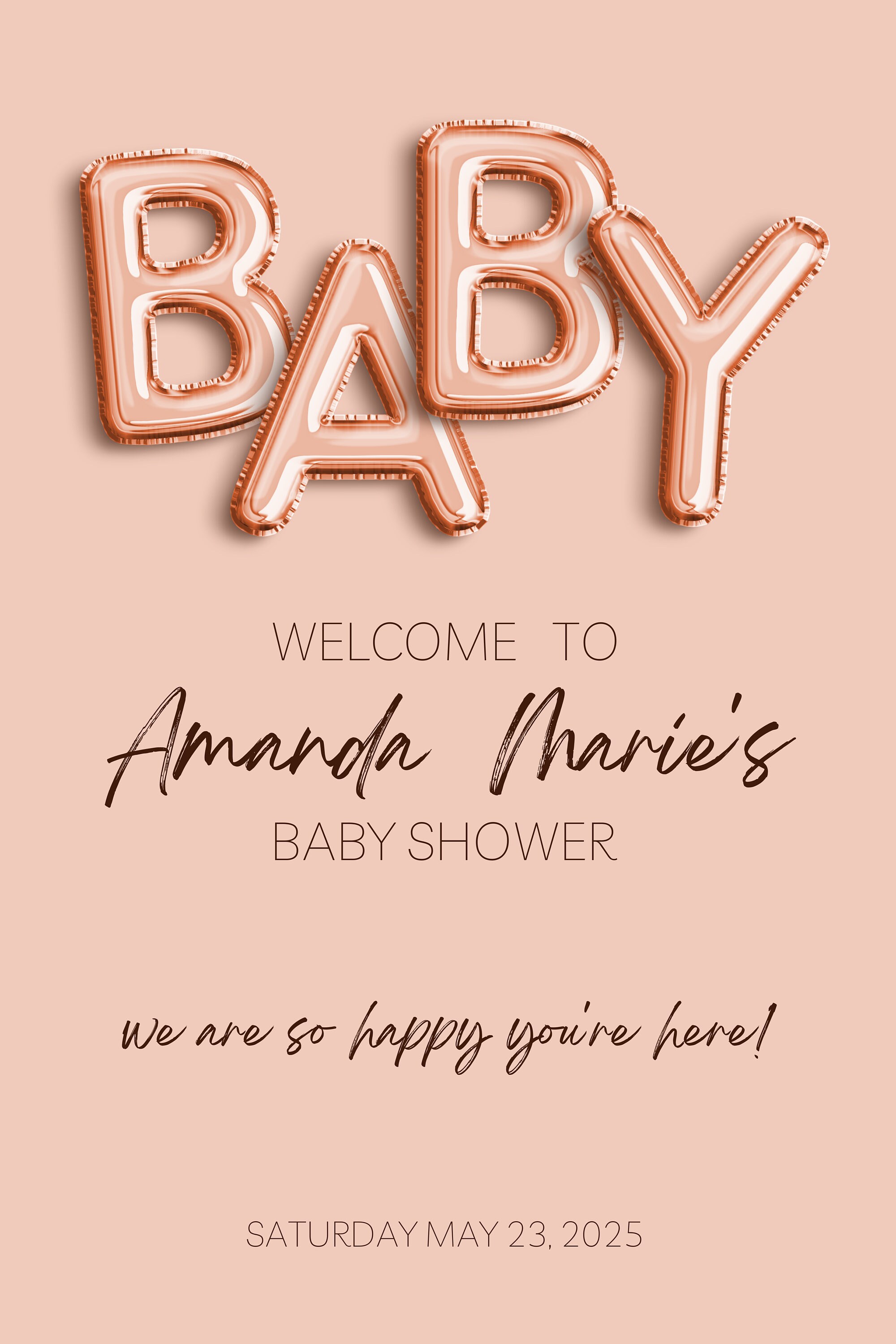Balloon Letter Baby Shower Welcome Sign Balloon Themed Rose Gold ...