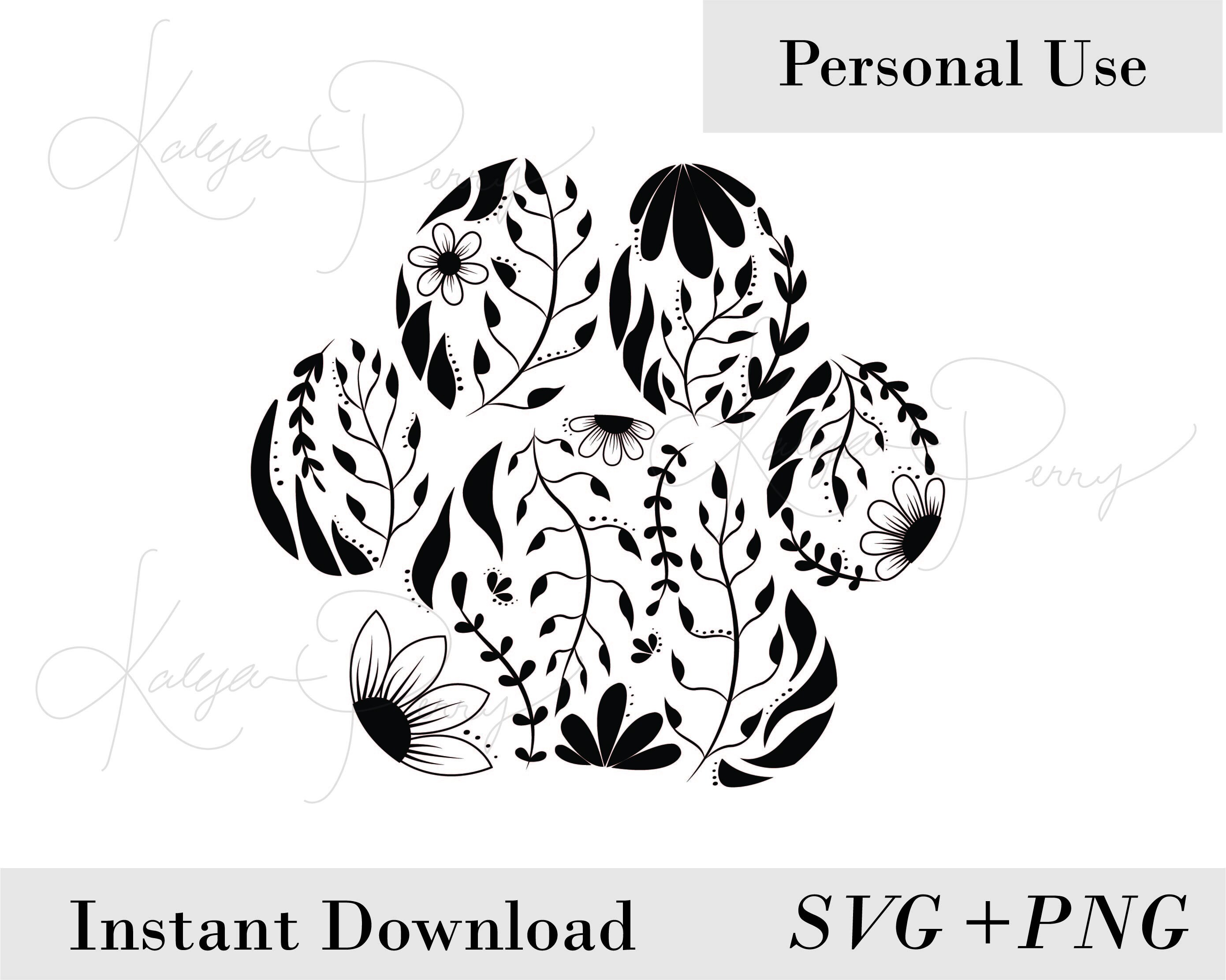 Floral Paw SVG, PNG DOWLOAD Etsy
