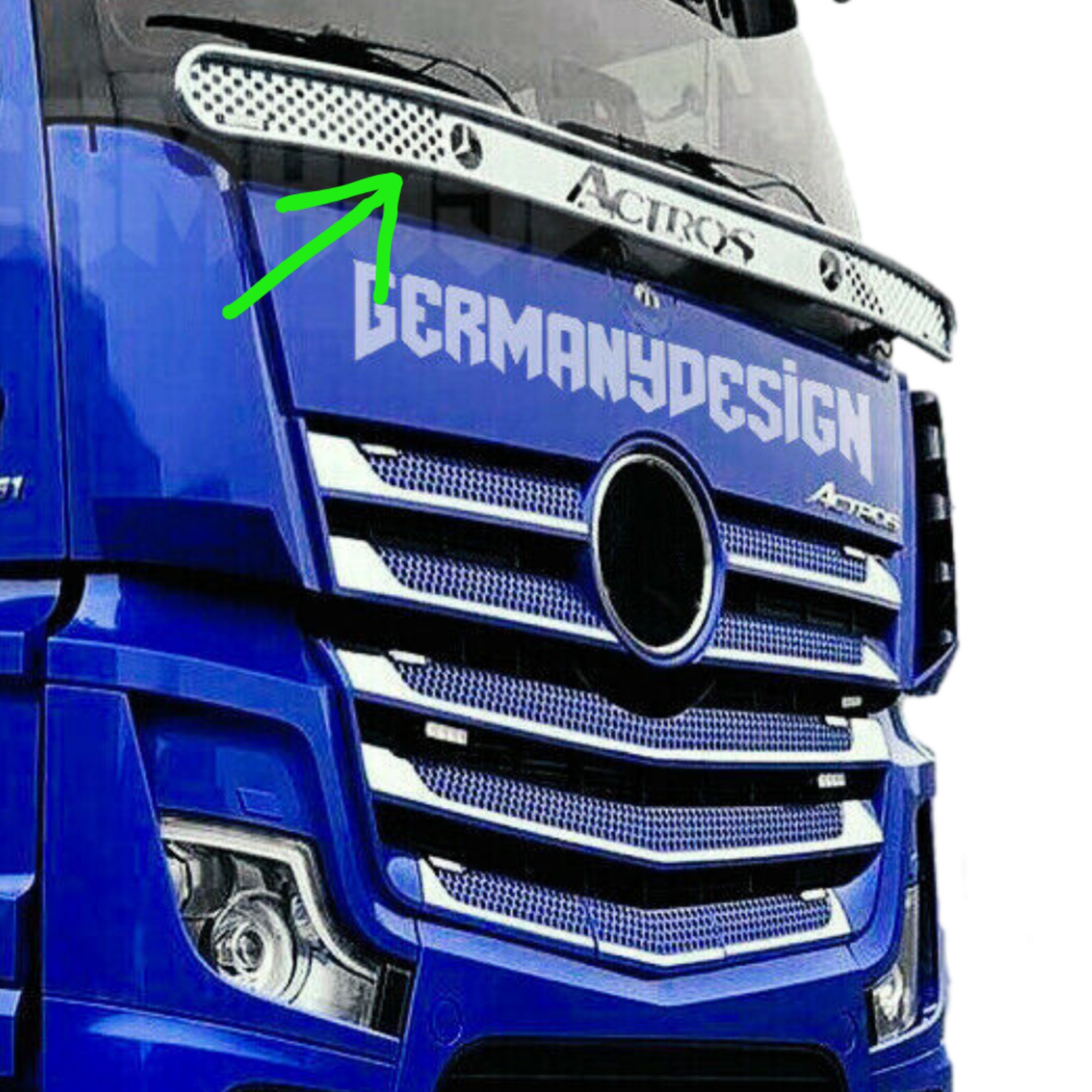 Kit De 11 Housses De Grille Luxell Pour Mercedes Actros MP4 | Chromé Acier Inox - Cabine Large