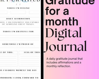 Digital Gratitude Journal | Printable Daily Affirmations Mindfulness ...
