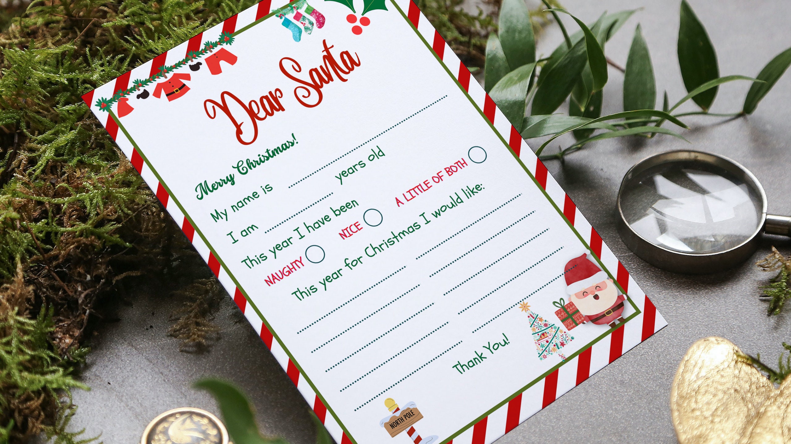Letter to Santa PRINTABLE / Kids Letter to Santa / Santa Letter ...