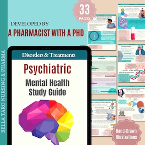 Psychiatric Mental Health Bundle, Nursing Study Guides, Nursing Study Bundle, Digital Download, Nursing Notes, Mental Health Mediations