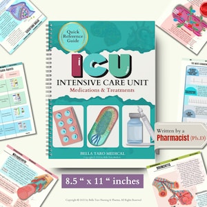 ICU Critical Care Nursing Guide: Meds, Doses, and ACLS (8.5&quot; x 11&quot;)| ICU Nursing Starter Bundle | Critical Care Bedside Survival Guide