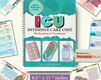 Guida infermieristica di terapia intensiva: farmaci, dosaggi e ACLS (21,5 x 28 cm) / Kit di base per infermieri di terapia intensiva / Guida di sopravvivenza al letto del paziente in terapia intensiva