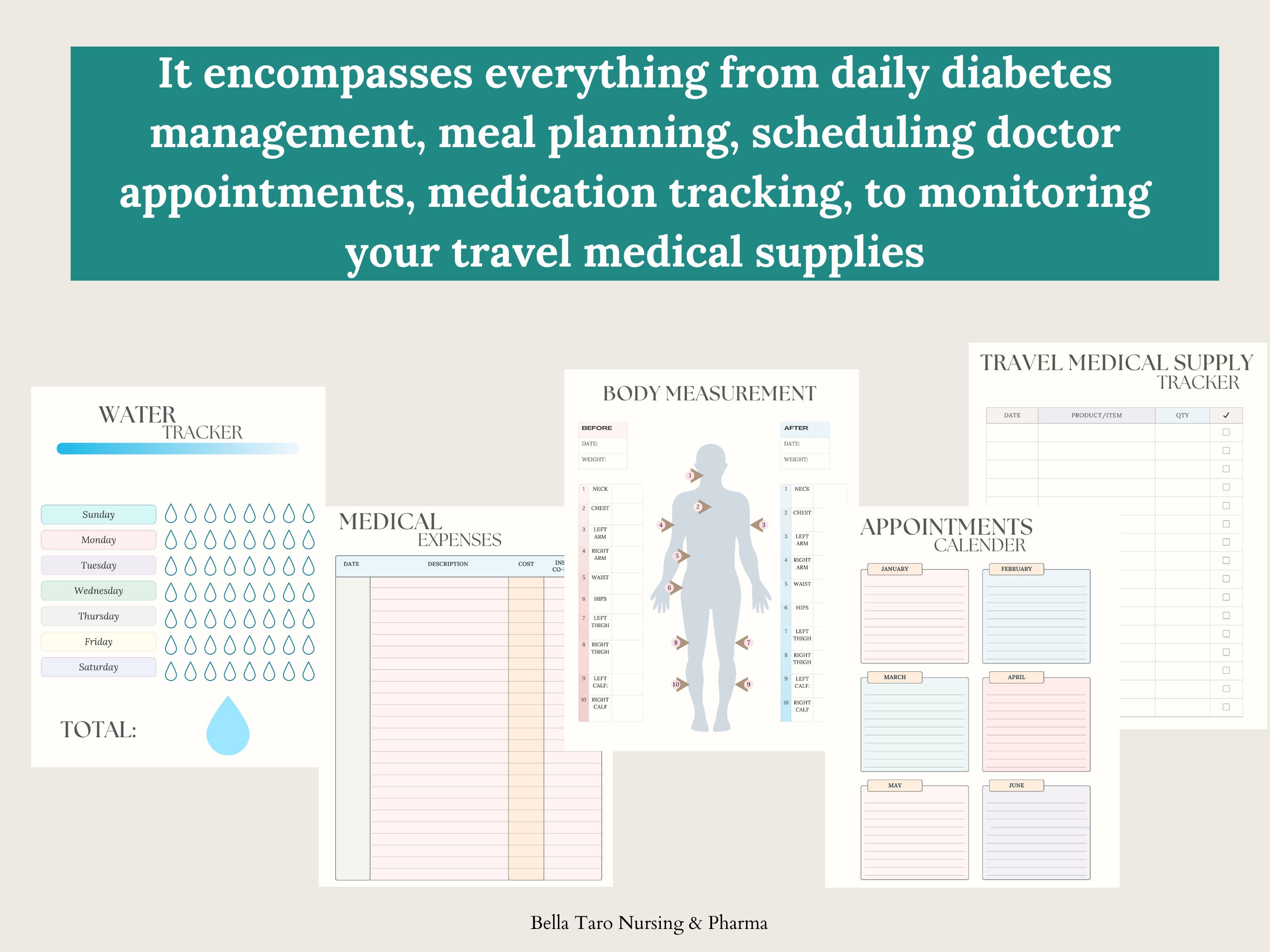 Diabetes Care Planner Printable, Blood Sugar Tracker, Medical Log ...