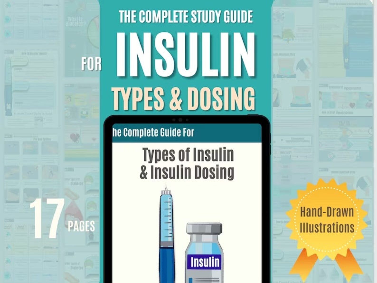 Insulin Dosing and Injection Study Guide, Pharmacology, Hand-drawn ...
