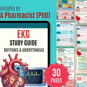 EKG Interpretation Study Guide | EKG Arrhythmias | ECG | Nursing Students Study Notes | EkG for Paramedics | Rhythms | Nursing School