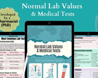 Nursing Lab Values Cheatsheet Bundle: Medical Tests, NCLEX Prep, Memory Tricks, Interpretation Guide for Nursing Healthcare Students, PDF