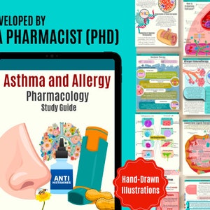Asthma Allergy Pharmacology Study Guide | Pharmacology Note | Nursing Study Notes | Respiratory | Pharmacy Student | NP Student | PA Student