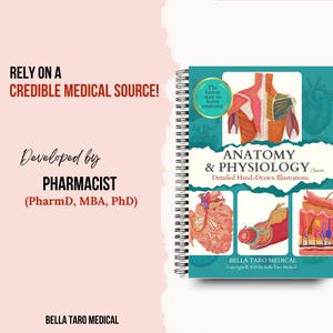 Pu&ograve; includere: Una guida di anatomia e fisiologia rilegata a spirale con illustrazioni dettagliate disegnate a mano. La copertina &egrave; verde acqua con il titolo "ANATOMY & PHYSIOLOGY" e il testo "The fastest way to learn anatomy." Sviluppato da un farmacista.