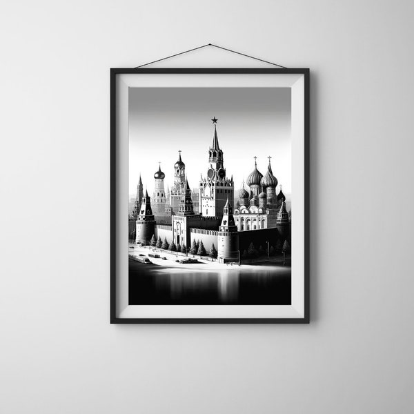 Kremlin Wall Art - Heart of Moscow, Russian Federation Landmark, Cultural Heritage Decor, Unique Historical Gift Idea- digital wall art