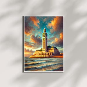 Hassan II Mosque Wall Art – Casablanca Islamic Architecture Print | Moroccan Mosque Poster Digital Download- Islamic poster