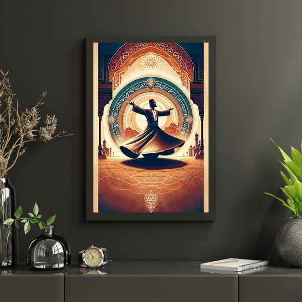 Sufi Whirling Dervish - Digital Download Art, islamic decor, islamic wall art, islamic walpaper, islamic frame, instant download, dervish